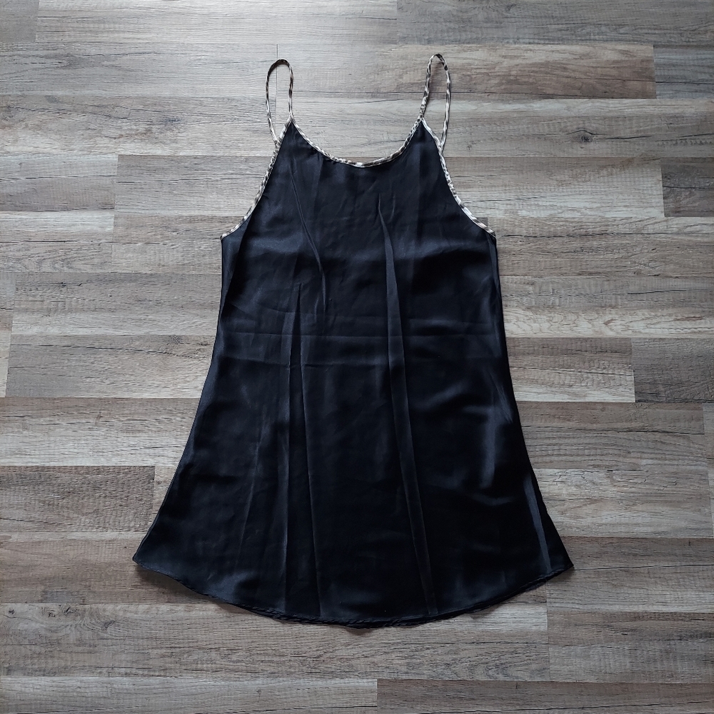 Vintage 90s Y2K Black Leopard Satin Nightie Nightgown Lingerie Medium - Picture 5 of 9